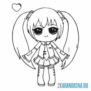 Раскраска мику аниме