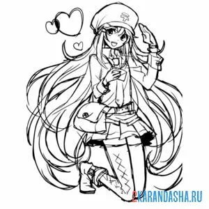 Раскраска рисунок мику