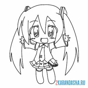 Раскраска милашка мику