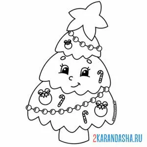 Раскраска новогодняя елка с глазками