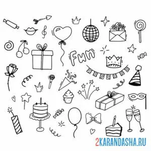Раскраска поздравительные наклейки