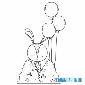 Раскраска милашка с воздушными шариками