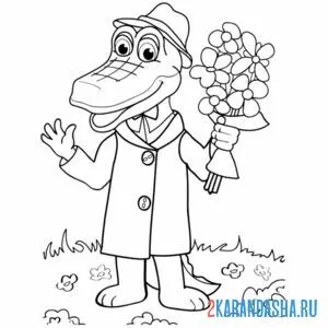 Раскраска гена с цветами