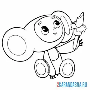 Раскраска чебурашка ест мороженое