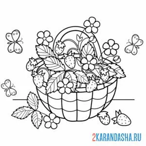 Раскраска натюрморт корзинка с цветами