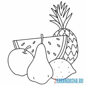 Раскраска натюрморт фрукты