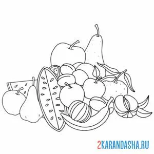 Раскраска натюрморт с фруктами
