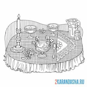 Раскраска стол со свечой
