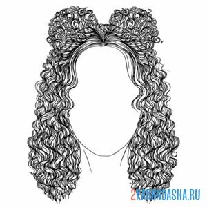 Раскраска девушка без лица кудрявые волосы