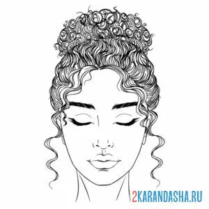 Раскраска лицо девушки с закрытыми глазами