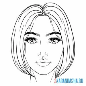 Раскраска лицо девушки с короткими волосами
