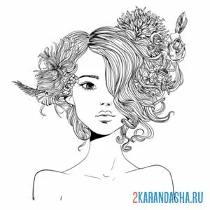 Раскраска лицо девушки с необычной прической
