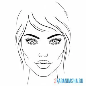 Раскраска лицо девушки для макияжа голова