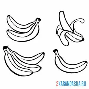 Раскраска бананы разные виды