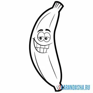 Раскраска банан улыбается с глазками