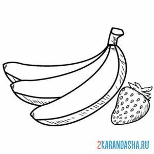 Раскраска банан и клубника
