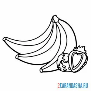 Раскраска банан, клубника