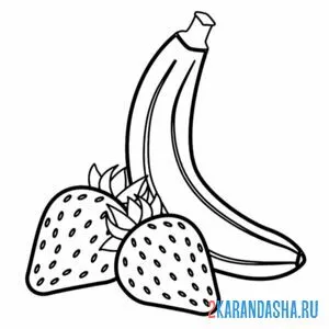Раскраска клубника, банан