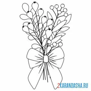 Раскраска цветы с бантом