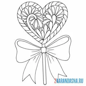 Раскраска бантик с леденцом