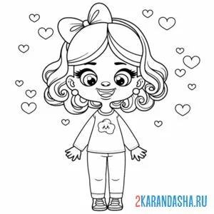 Раскраска девочка с бантом