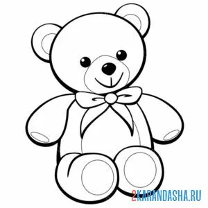 Раскраска медведь с бантиком