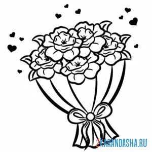 Раскраска букет с бантом