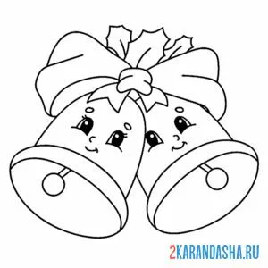 Раскраска два колокольчика с глазками
