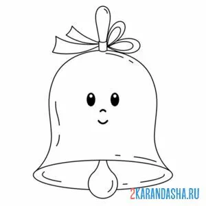 Раскраска колокольчик с глазками и бантиком