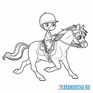 Раскраска мальчик на коне