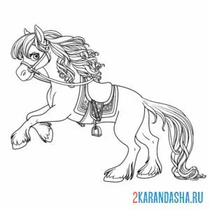 Раскраска лошадь скакун для принцессы