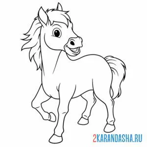 Раскраска молодой конь лошадь
