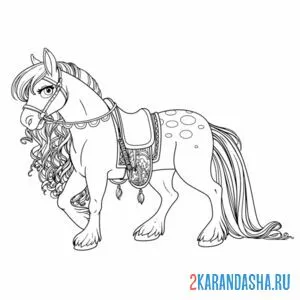 Раскраска красивая статная лошадь