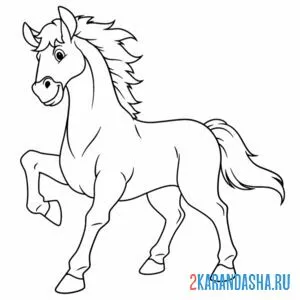 Раскраска юная лошадка