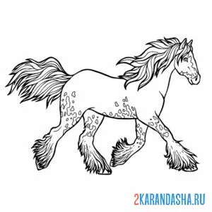Раскраска скачет конь лошадка