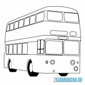Раскраска двухэтажный большой автобус