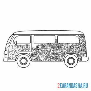Раскраска автобус с рисунками