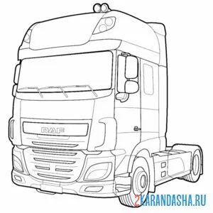 Раскраска грузовик daf xf