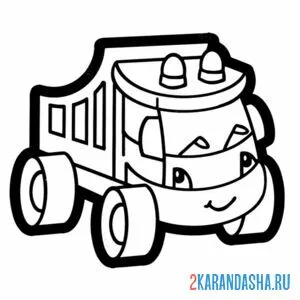 Раскраска грузовик с глазками