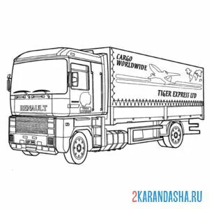 Раскраска грузовик tiger express truck