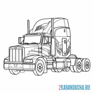 Раскраска грузовик peterbilt 377