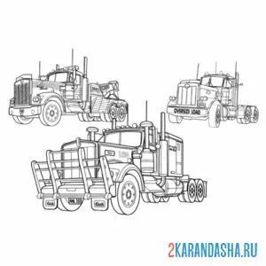 Раскраска грузовики из америки