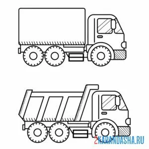 Раскраска два грузовичка
