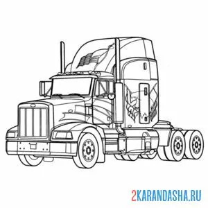 Раскраска грузовик американский без прицепа