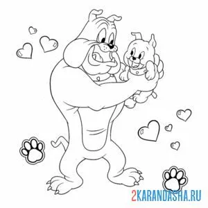 Раскраска спайк со щенком