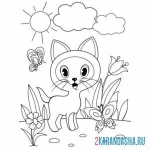 Раскраска гав котенок