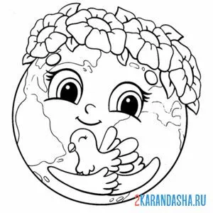 Раскраска голубь мира планета земля