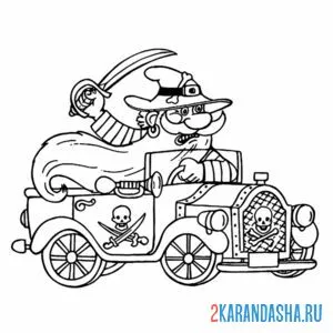 Раскраска карабас-барабас на машине