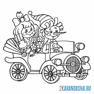 Раскраска буратино с мальвиной