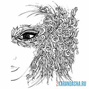 Раскраска маска жар-птицы